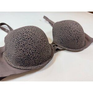 Warners Full Coverage Brown Underwire Bra Size 40C Leopard Print (bin JJ168)